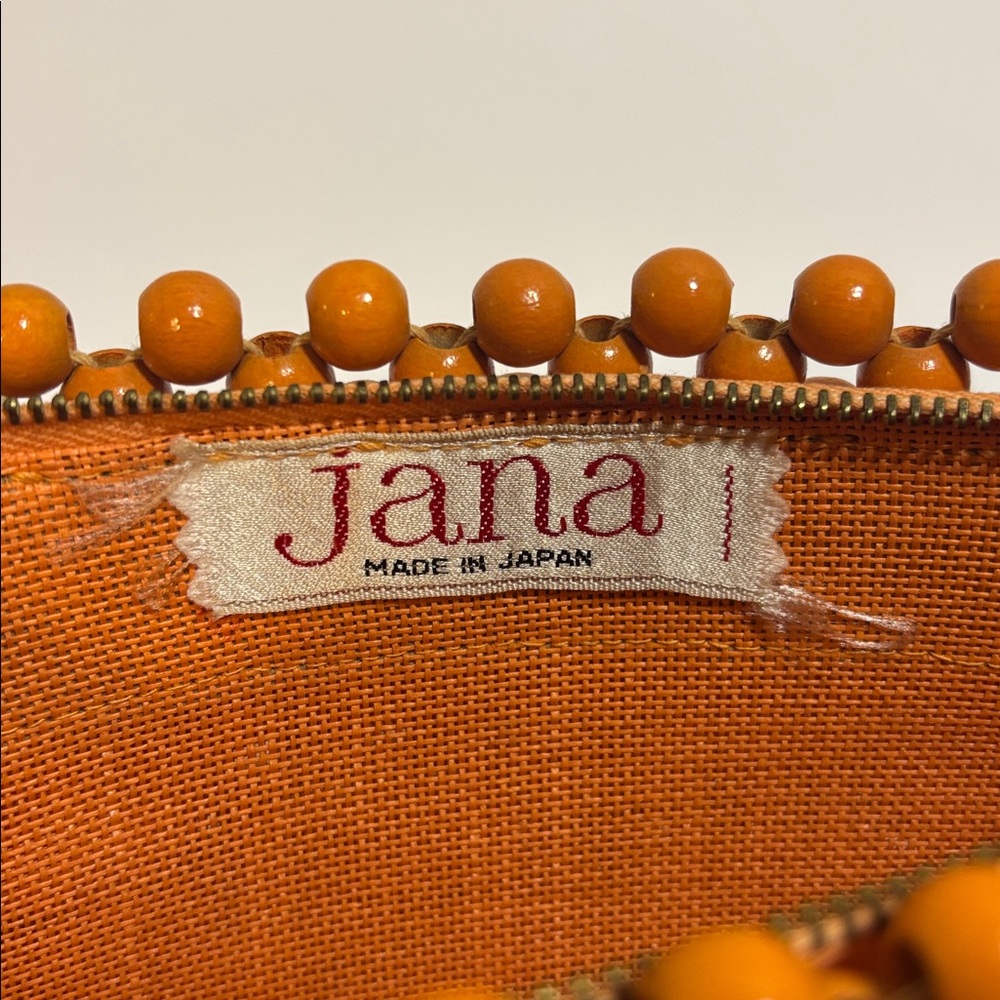 Vintage Jana Orange Wood Bead Gold Chain Purse Made in Japan - Picture 6 of 9